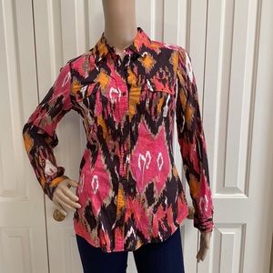 Signature By Larry Levine Womens Small Button Front Long Sleeve Shirt.